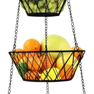 Heavy Duty - 3 Tier Hanging Kitchen Black Fruit Basket