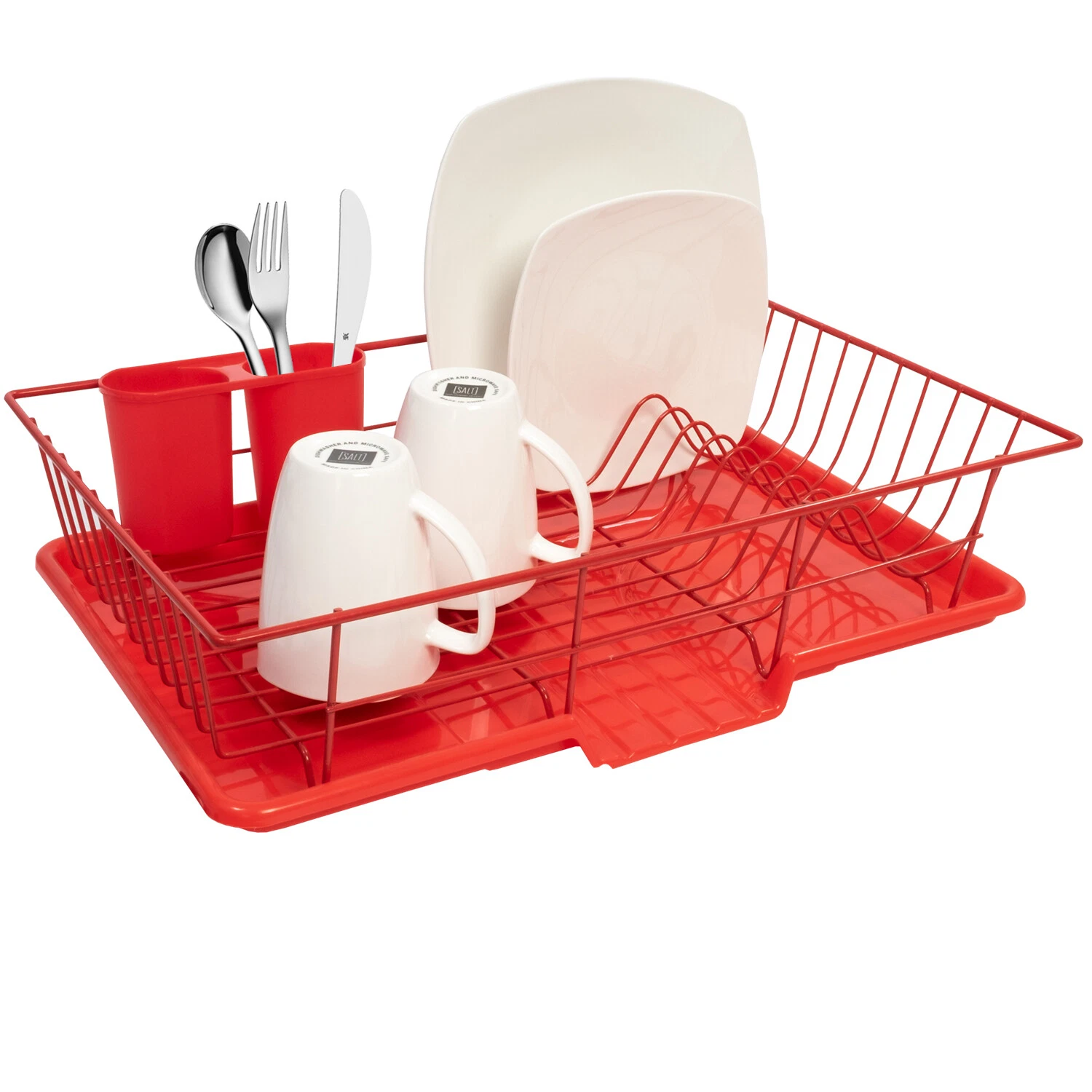 Kitchen Sink Dish Drainer Set- Red